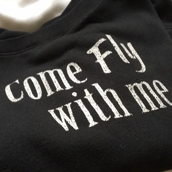 “Come fly with me” black wide neck sweatshirt - Picture 3 of 3